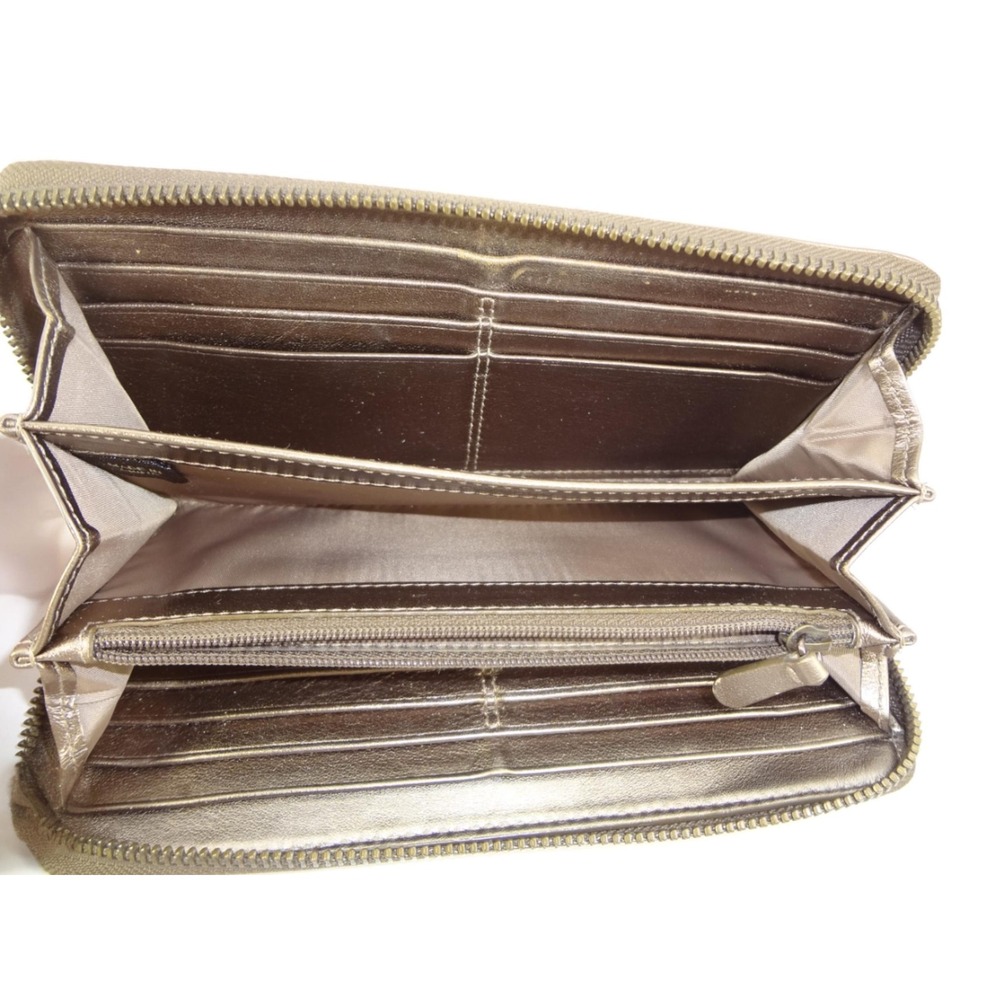Coach Madison Pleated Zip Around Wallet Bronze Metallic Leather Horse & Carriage - Picture 5 of 6